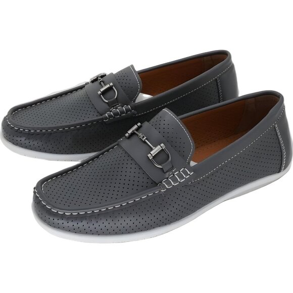 Aston Marc Men's Gray Perforated Driving Shoes EU44 US 10.5M - Classic Style - Picture 2 of 6